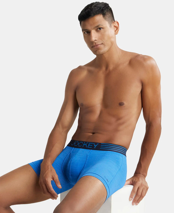 Microfiber Mesh Elastane Performance Boxer Brief with StayDry Technology - Move Blue-5