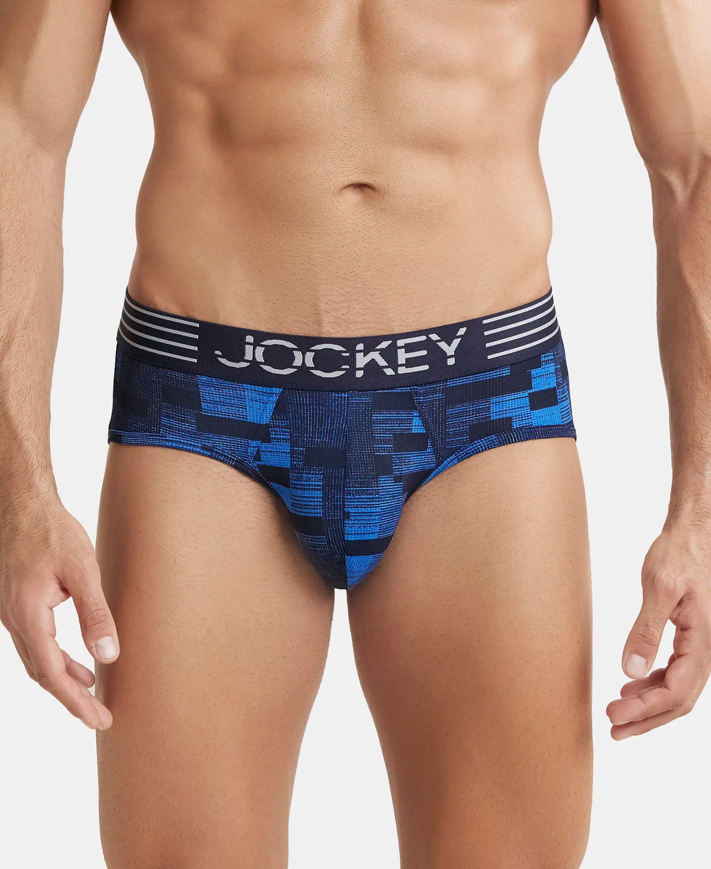 Microfiber Mesh Elastane Printed Performance Brief with StayDry Technology - Move Blue-1