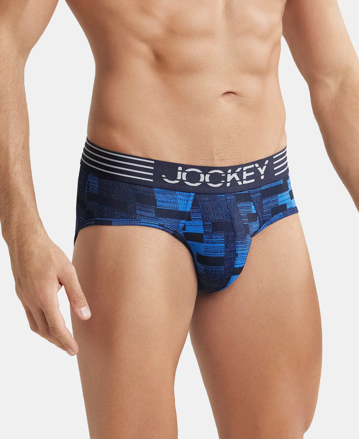 Microfiber Mesh Elastane Printed Performance Brief with StayDry Technology - Move Blue-2