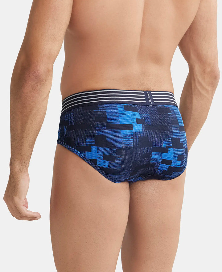 Microfiber Mesh Elastane Printed Performance Brief with StayDry Technology - Move Blue-3