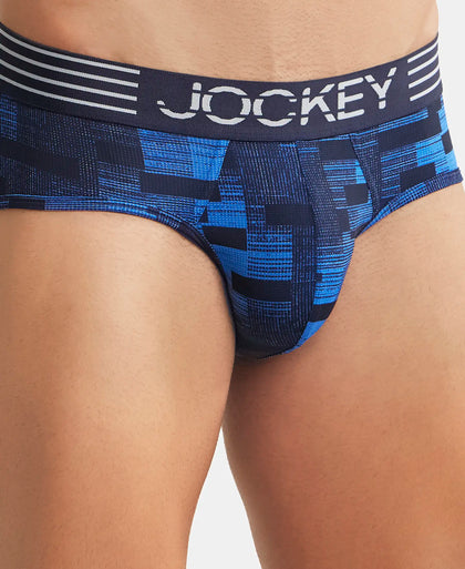 Microfiber Mesh Elastane Printed Performance Brief with StayDry Technology - Move Blue-6