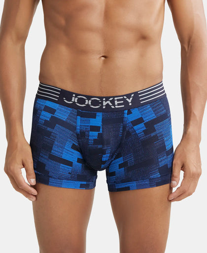 Microfiber Mesh Elastane Printed Performance Trunk with StayDry Technology - Move Blue-1