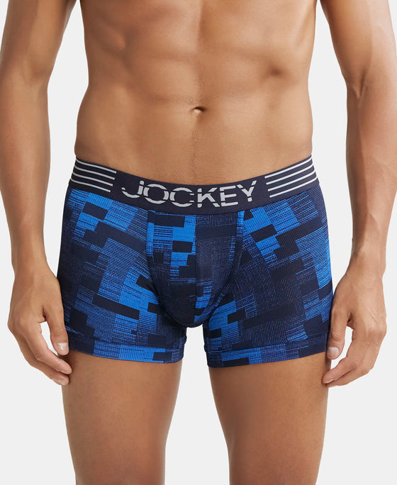 Microfiber Mesh Elastane Printed Performance Trunk with StayDry Technology - Move Blue-1