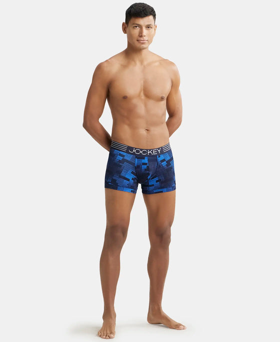 Microfiber Mesh Elastane Printed Performance Trunk with StayDry Technology - Move Blue-4