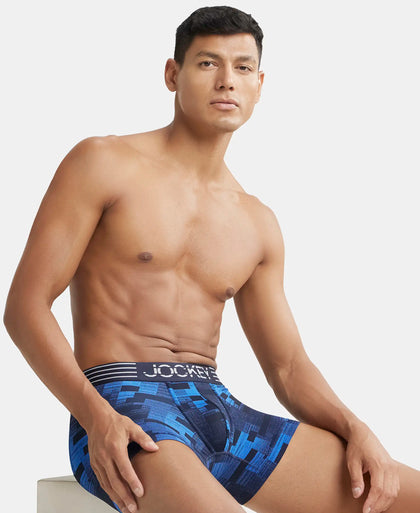 Microfiber Mesh Elastane Printed Performance Trunk with StayDry Technology - Move Blue-5