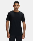 Super Combed Cotton Blend Solid Round Neck Half Sleeve T-Shirt with Breathable Mesh - Black-1