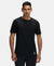 Super Combed Cotton Blend Solid Round Neck Half Sleeve T-Shirt with Breathable Mesh - Black-1
