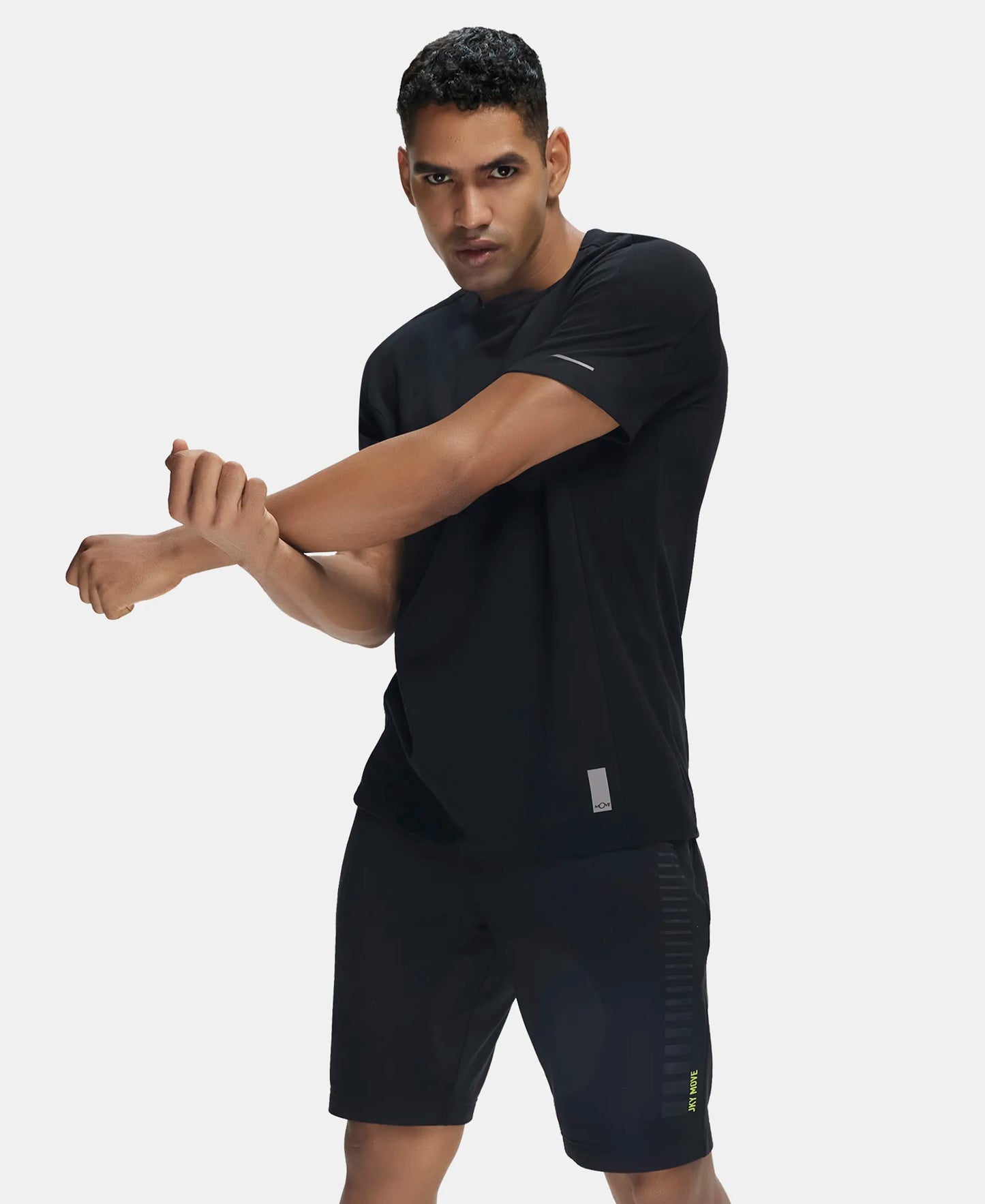 Super Combed Cotton Blend Solid Round Neck Half Sleeve T-Shirt with Breathable Mesh - Black-6