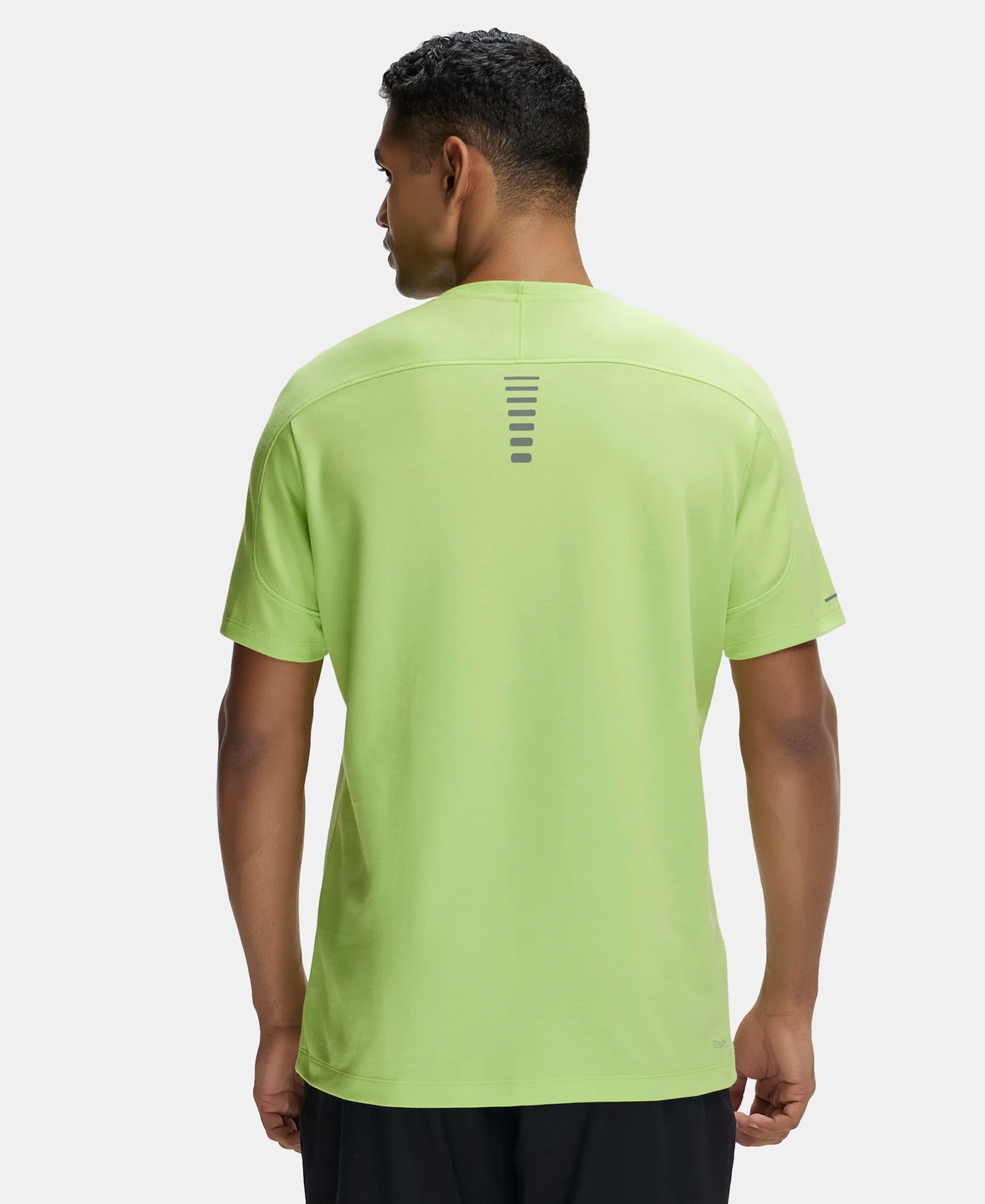 Super Combed Cotton Blend Solid Round Neck Half Sleeve T-Shirt with Breathable Mesh - Green Glow-3