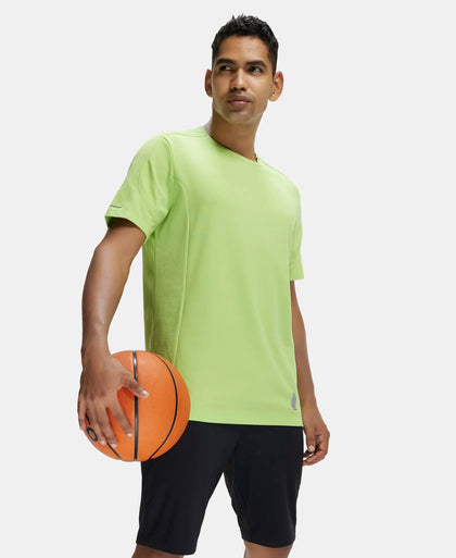 Super Combed Cotton Blend Solid Round Neck Half Sleeve T-Shirt with Breathable Mesh - Green Glow-5
