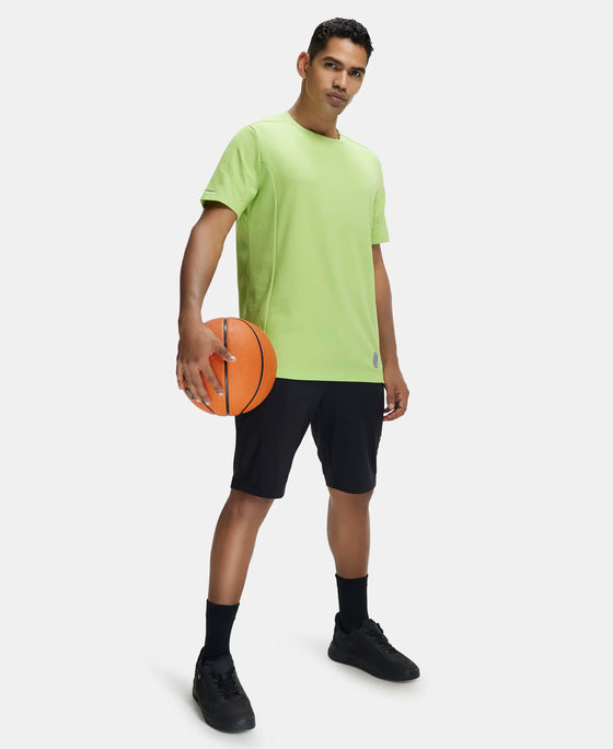 Super Combed Cotton Blend Solid Round Neck Half Sleeve T-Shirt with Breathable Mesh - Green Glow-6
