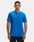 Super Combed Cotton Blend Solid Round Neck Half Sleeve T-Shirt with Breathable Mesh - Move Blue-1