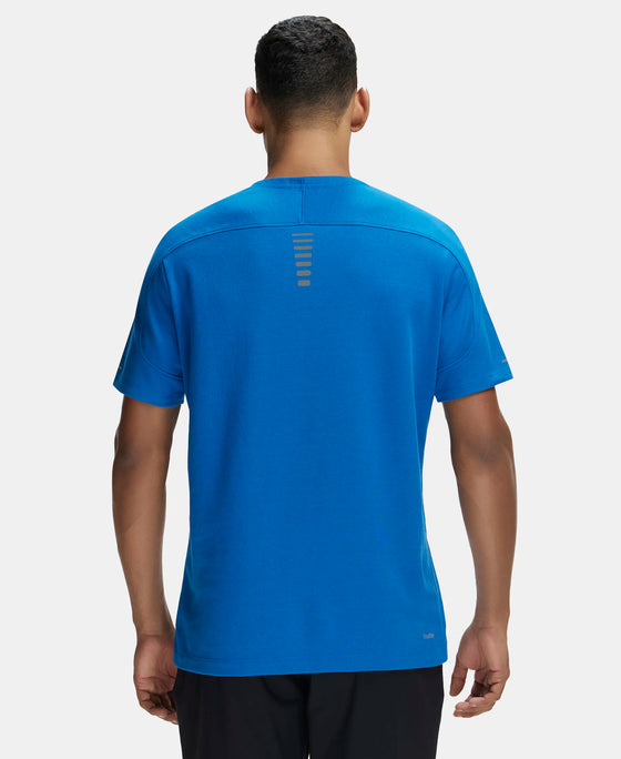 Super Combed Cotton Blend Solid Round Neck Half Sleeve T-Shirt with Breathable Mesh - Move Blue-3