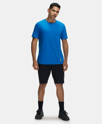 Super Combed Cotton Blend Solid Round Neck Half Sleeve T-Shirt with Breathable Mesh - Move Blue-4