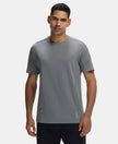 Super Combed Cotton Blend Solid Round Neck Half Sleeve T-Shirt with Breathable Mesh - Quiet Shade-1