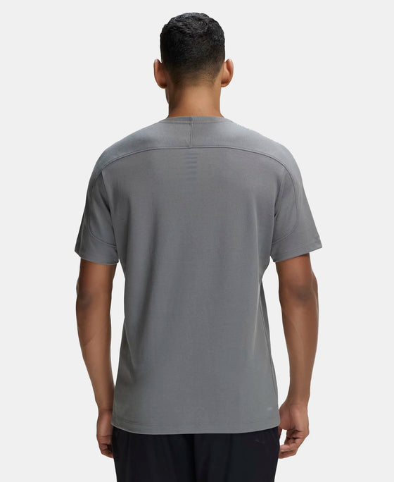 Super Combed Cotton Blend Solid Round Neck Half Sleeve T-Shirt with Breathable Mesh - Quiet Shade-3