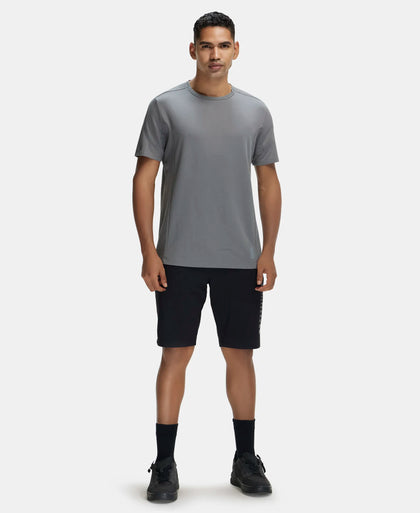 Super Combed Cotton Blend Solid Round Neck Half Sleeve T-Shirt with Breathable Mesh - Quiet Shade-4