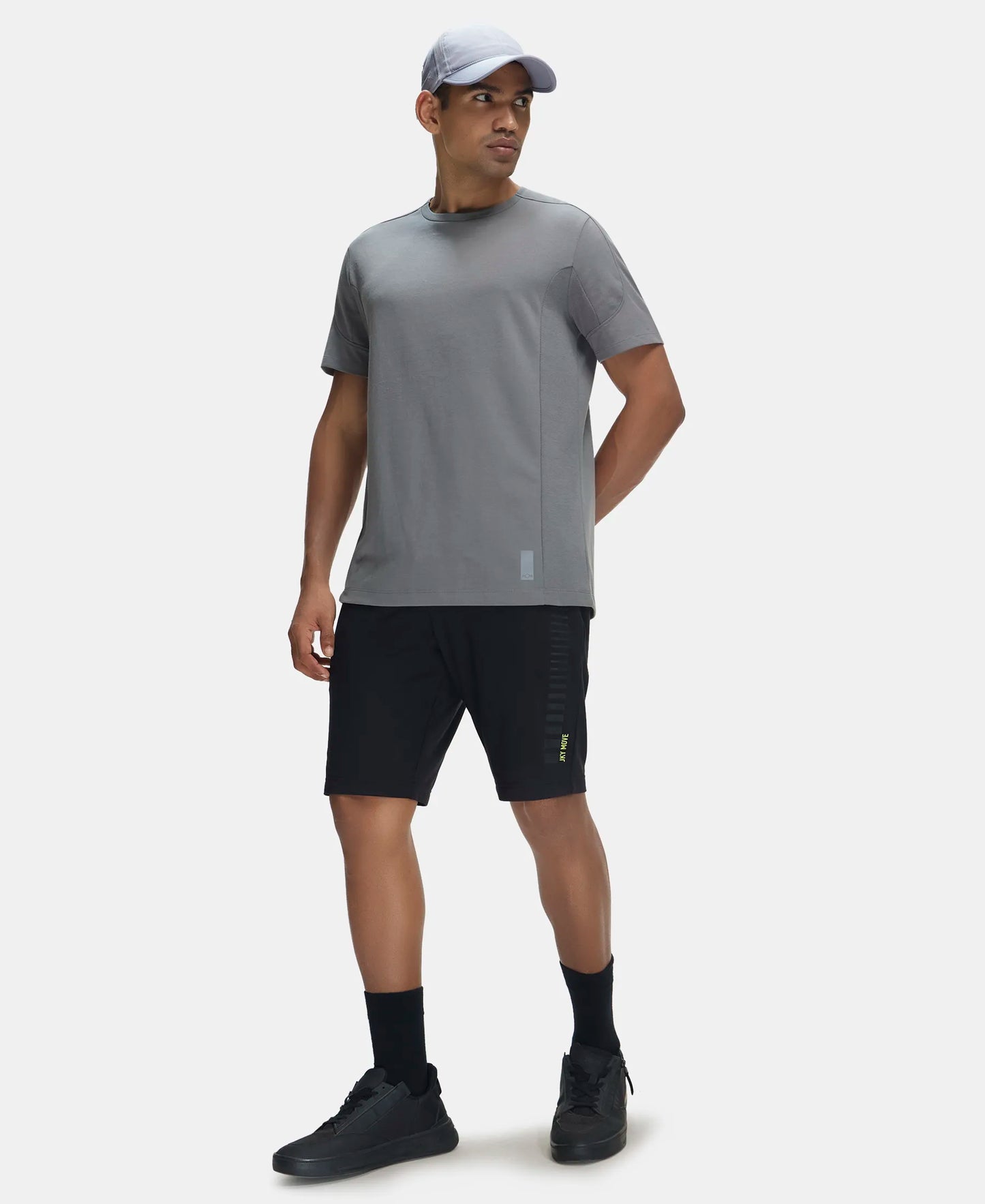 Super Combed Cotton Blend Solid Round Neck Half Sleeve T-Shirt with Breathable Mesh - Quiet Shade-6