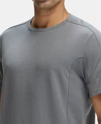 Super Combed Cotton Blend Solid Round Neck Half Sleeve T-Shirt with Breathable Mesh - Quiet Shade-7