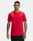 Super Combed Cotton Blend Solid Round Neck Half Sleeve T-Shirt with Breathable Mesh - Team Red-1