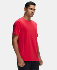 Super Combed Cotton Blend Solid Round Neck Half Sleeve T-Shirt with Breathable Mesh - Team Red-2