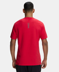 Super Combed Cotton Blend Solid Round Neck Half Sleeve T-Shirt with Breathable Mesh - Team Red-3