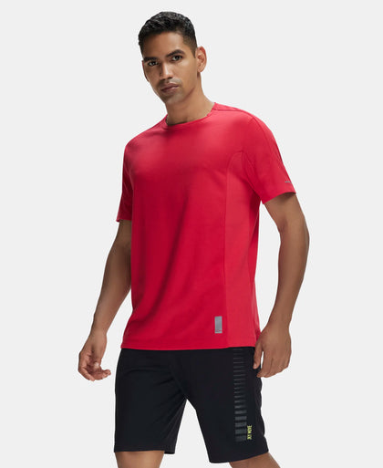 Super Combed Cotton Blend Solid Round Neck Half Sleeve T-Shirt with Breathable Mesh - Team Red-5