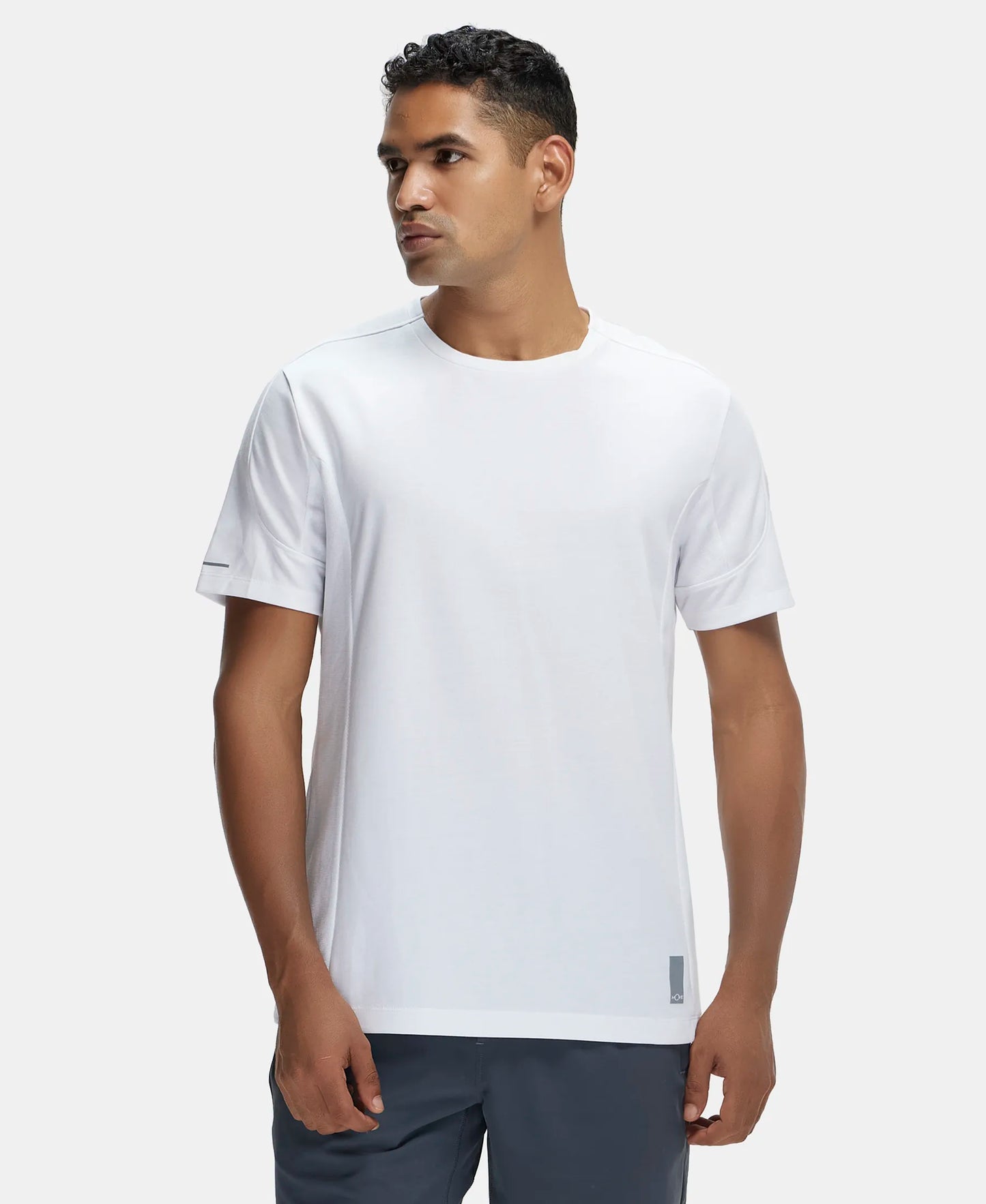 Super Combed Cotton Blend Solid Round Neck Half Sleeve T-Shirt with Breathable Mesh - White-1