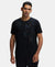 Super Combed Cotton Blend Graphic Printed Round Neck Half Sleeve T-Shirt with Stay Fresh Treatment - Black-1