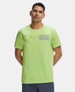 Super Combed Cotton Blend Graphic Printed Round Neck Half Sleeve T-Shirt with Stay Fresh Treatment - Green Glow-1