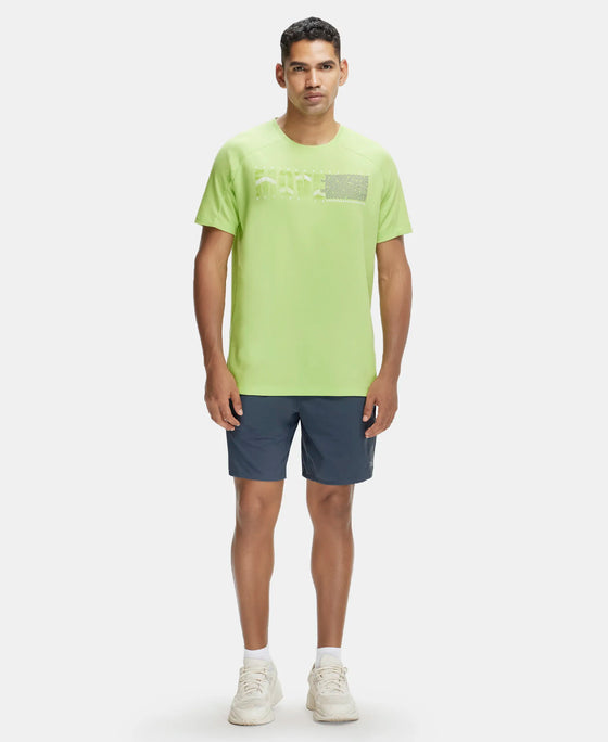 Super Combed Cotton Blend Graphic Printed Round Neck Half Sleeve T-Shirt with Stay Fresh Treatment - Green Glow-4