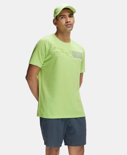 Super Combed Cotton Blend Graphic Printed Round Neck Half Sleeve T-Shirt with Stay Fresh Treatment - Green Glow-5