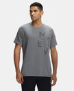 Super Combed Cotton Blend Graphic Printed Round Neck Half Sleeve T-Shirt with Stay Fresh Treatment - Quiet Shade-1