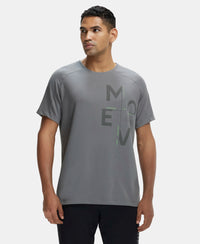 Super Combed Cotton Blend Graphic Printed Round Neck Half Sleeve T-Shirt with Stay Fresh Treatment - Quiet Shade-1