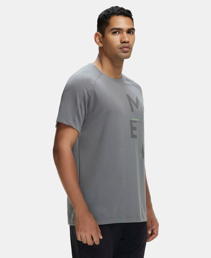 Super Combed Cotton Blend Graphic Printed Round Neck Half Sleeve T-Shirt with Stay Fresh Treatment - Quiet Shade-2