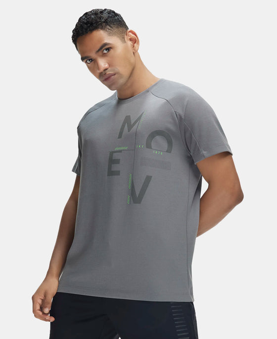 Super Combed Cotton Blend Graphic Printed Round Neck Half Sleeve T-Shirt with Stay Fresh Treatment - Quiet Shade-5
