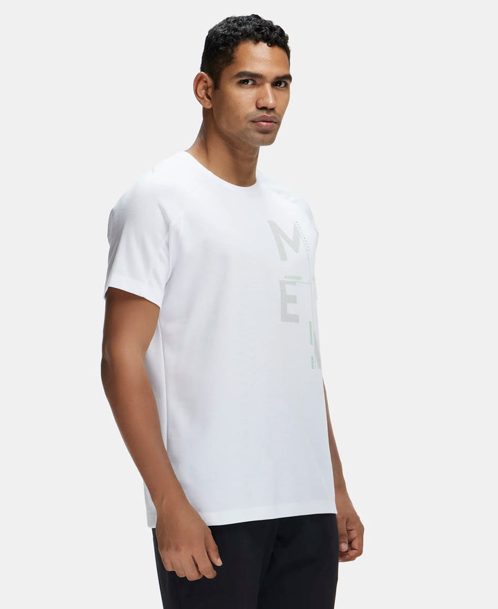 Super Combed Cotton Blend Graphic Printed Round Neck Half Sleeve T-Shirt with Stay Fresh Treatment - White-2