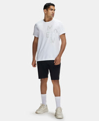 Super Combed Cotton Blend Graphic Printed Round Neck Half Sleeve T-Shirt with Stay Fresh Treatment - White-4