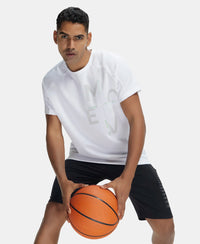 Super Combed Cotton Blend Graphic Printed Round Neck Half Sleeve T-Shirt with Stay Fresh Treatment - White-5