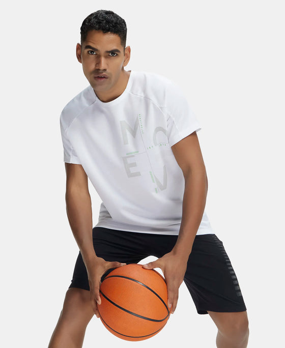 Super Combed Cotton Blend Graphic Printed Round Neck Half Sleeve T-Shirt with Stay Fresh Treatment - White-5