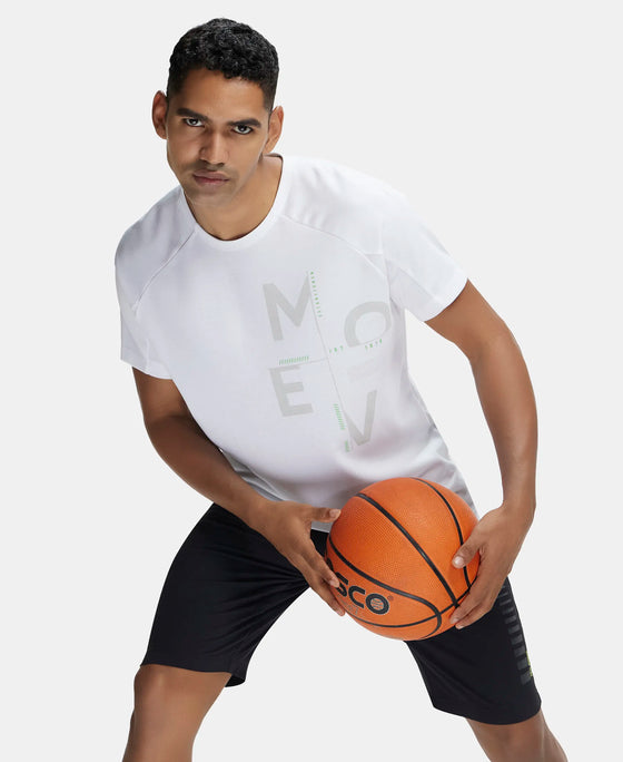 Super Combed Cotton Blend Graphic Printed Round Neck Half Sleeve T-Shirt with Stay Fresh Treatment - White-6