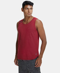 Super Combed Cotton Blend Solid Performance Tank Top with Breathable Mesh - Bric Red Melange-2