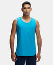 Super Combed Cotton Blend Solid Performance Tank Top with Breathable Mesh - Caribbean Sea-1
