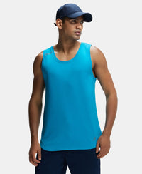 Super Combed Cotton Blend Solid Performance Tank Top with Breathable Mesh - Caribbean Sea-5