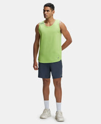 Super Combed Cotton Blend Solid Performance Tank Top with Breathable Mesh - Green Glow-4
