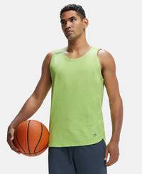Super Combed Cotton Blend Solid Performance Tank Top with Breathable Mesh - Green Glow-5