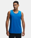 Super Combed Cotton Blend Solid Performance Tank Top with Breathable Mesh - Move Blue-1