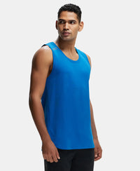 Super Combed Cotton Blend Solid Performance Tank Top with Breathable Mesh - Move Blue-2