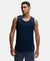Super Combed Cotton Blend Solid Performance Tank Top with Breathable Mesh - Navy-1