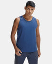 Super Combed Cotton Blend Solid Performance Tank Top with Breathable Mesh - Navy Melange-1